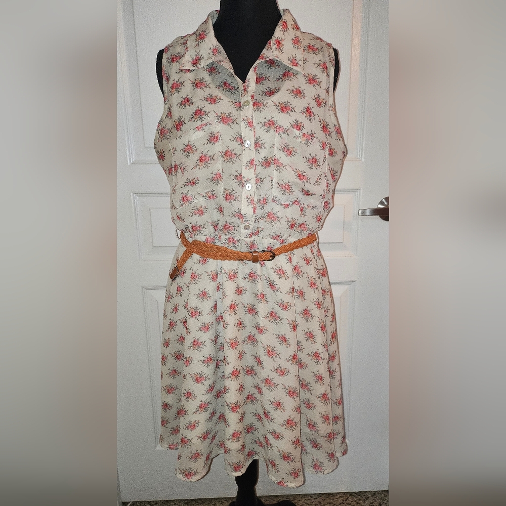 Freebird Floral Midi Dress with Braided Belt